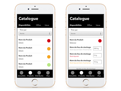 Stock Alerts catalogue stock ux wireframes