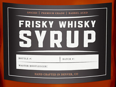 Frisky Whisky Syrup Label brand denver design label typography