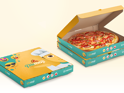 Emoji as a Pizza concept emoji joypixels mockup packaging design packaging mockup pizza box