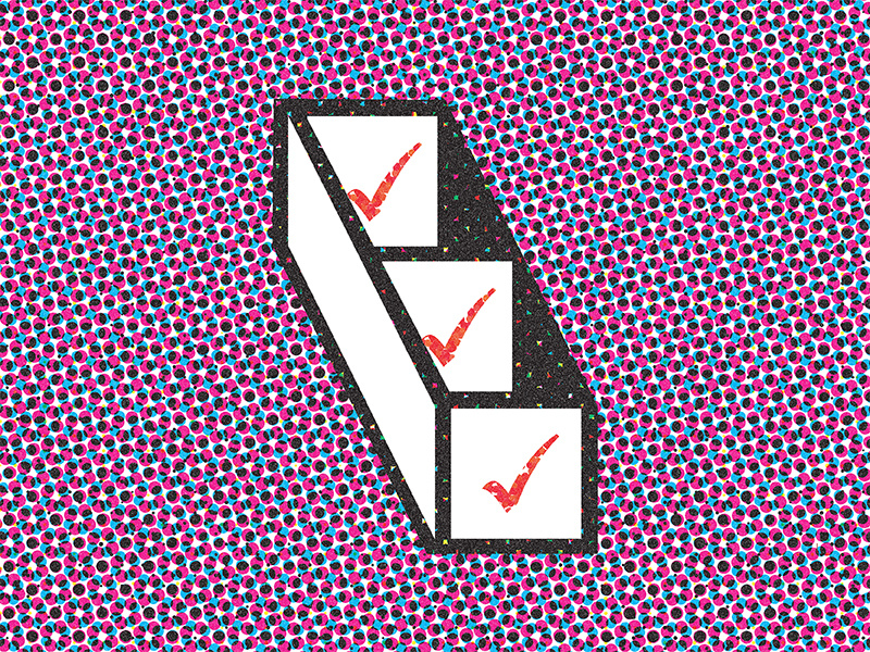 "Evaluation" Tribute to Shigeo Fukuda 5/6 icons logo halftone poster illustration
