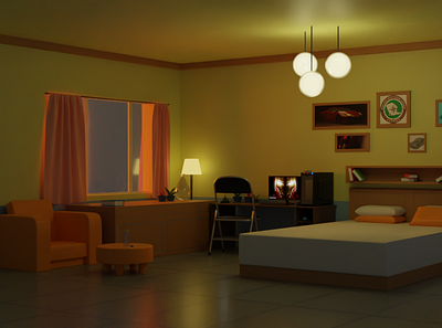 3D stylish bedroom 3d 3dasset 3dmodeling animation design ui