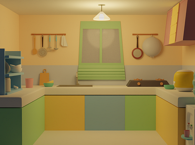3D stylish kitchen 3d 3dasset 3dmodeling animation design illustration ui