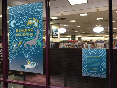 Reading Is Believing Campaign - Window Clings books branding childrens illustration design graphic design holiday illustration line art poster design seasonal branding