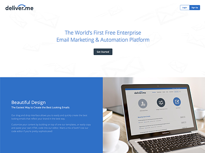 Deliver.me Landing Page clean design email flat icons landing layout responsive ui ux web
