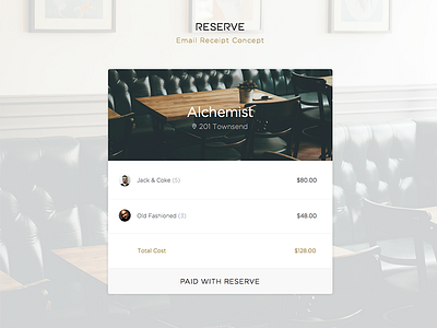 Reserve - Email Receipt Concept