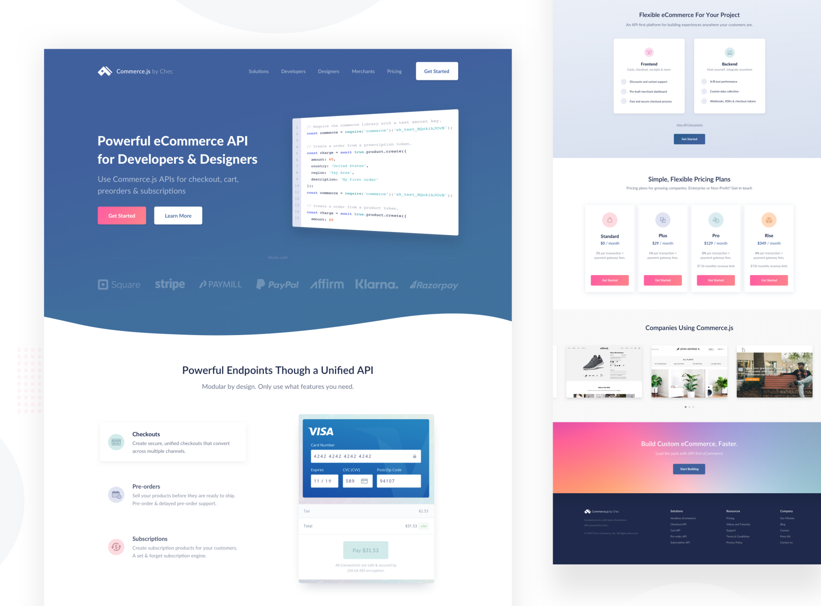 CommerceJS Website Design by Kolby Bothe on Dribbble