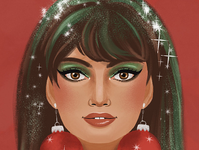 Holiday Babe brooklyn bushwick christmas design green holiday illustration nyc portrait red