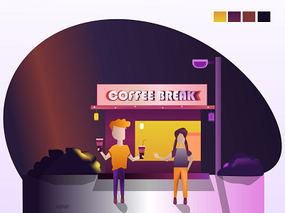 COFFEE BREAK 3d animation app branding concept art design flat illustration graphic design illustration logo