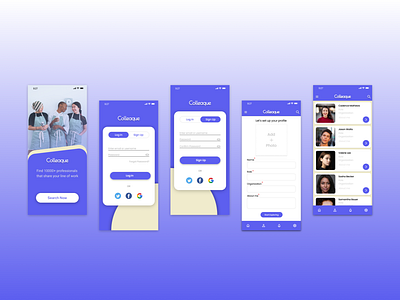 Colleaque Social App Mobile UI