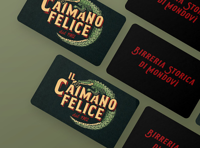 Il Caimano Felice - Business card beer design graphic design illustration logo mockup retro vintage