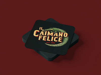 Il Caimano Felice - Coaster beer design graphic design illustration logo mockup retro vintage