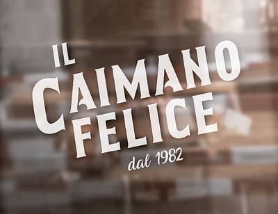 Il Caimano Felice - Glass Door beer design graphic design logo mockup retro vintage
