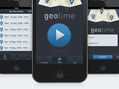 iPhone Interface app blue dark geo iphone map play ui