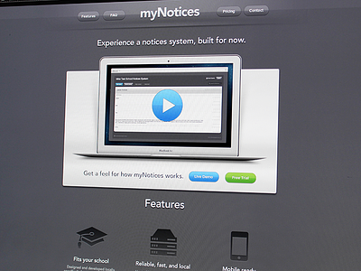 myNotices website teaser broshure design iphone video web webapp website