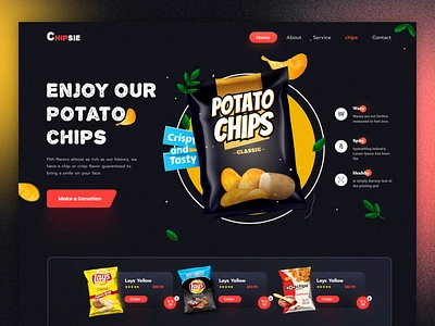 Chips Landing Page chips chips delevery chips website crackers food website free download fries healthy homepage kids landing page lays motion graphics packaging pringles website