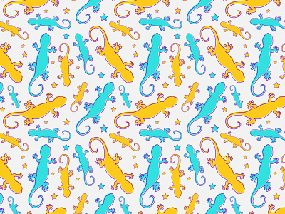 Hippie gecko classic vector seamless repeat pattern