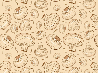 Champignon mushroom abstract vector seamless repeat pattern