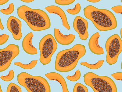 Tropical fruit papaya pattern