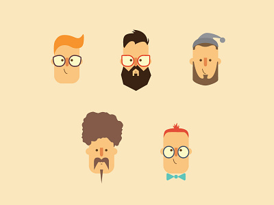 Figures cool cute icons faces figures hipsters men