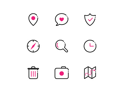 2color Icons black cool cute icons line pink simple thin