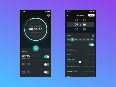 Alarm Clock Dark Theme