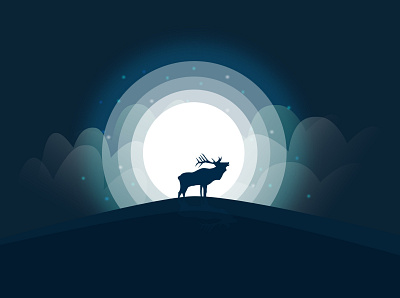 Deer with Moon adobe adobexd deer deerwithmoon design graphic design illustrator vector vectordesign xd