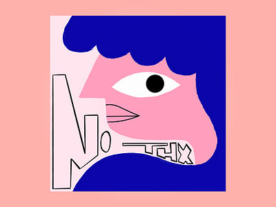 No, thanks blue character colorful design graphic design illustration pink woman womens issues
