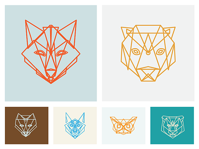 Chrysalis Animal Icons/Illustrations animals bear face fox geometric head icons illustration mountain lion owl vector wolf