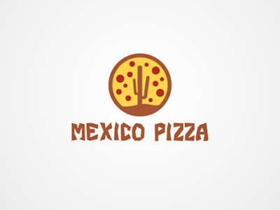 Mexico Pizza brown cactus food logo mexico pizza red restaurant yellow