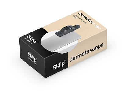 Sklip dermatosope. black box brand design branding cancer dermatique for skin care center dermatology dermatoscope iphone medical packing packing design phones skin