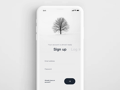 Authentication animation app authentication black and white clean daily ui 001 dailyui email flat ios iphone login minimal minimalist mobile signup smooth transition ui ux