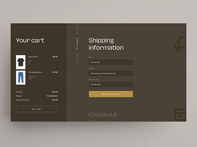 Checkout animation brown buy cart checkout form clean credit card credit card checkout dailyui dailyui 002 design ecommerce flat flow interaction shopping smooth ui ux web