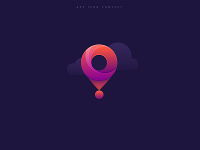 Air Balloon + Pin App Icon air balloon app icon branding clean daily dailyui dailyui 005 dailyuichallenge dark dream gradient icon illustration logo maps material night pin startup