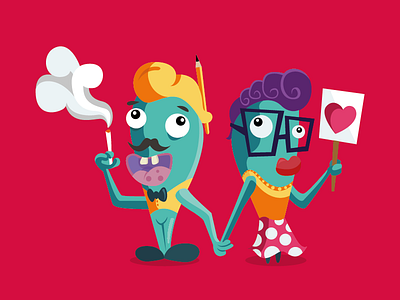 The mighty couple (character illustration) character couple cute design flat funny love
