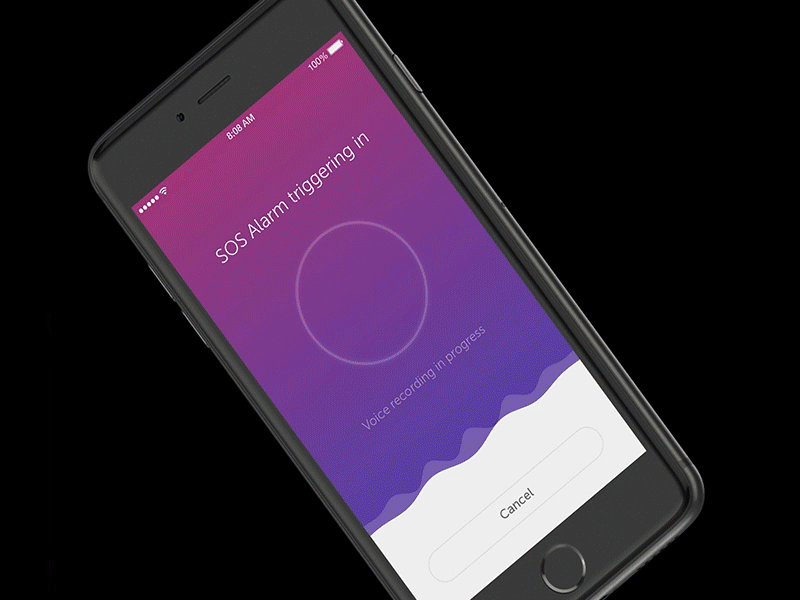 SOS Alarm Countdown Concept alarm alert animation app clean countdown ios personal safety tracker ui