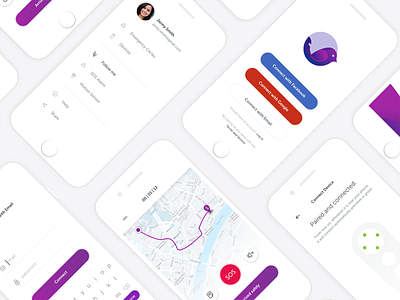 Personal Safety Tracker App app design flow icon ios landing mobile safety tracker ui ux white