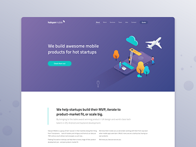 Halcyon Mobile Website Concept desktop gradient illustration introduction isometric landing mobile page team ui ux web