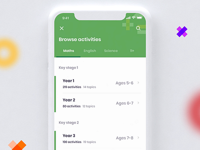 EdPlace Browse by Subject animation app browser clean flat geometric ios iphone learning material mobile navigation revision student ui uk ux