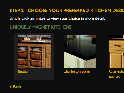 Kitchen selection screen