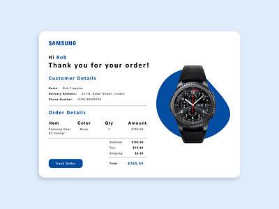 Email Receipt - Daily UI #17 app appdesign branding dailyui design ecommerce email emailreceipt receipt samsung ui uidesign ux