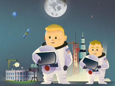 Moonwalkers astute graphics cartoon character illustration illustrator kids illustration magazine moon vector