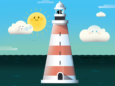 Sunny Lighthouse astute graphics cartoon character childrens illustration illustration illustrator kids illustration magazine
