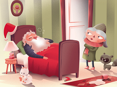 Sick Santa astute graphics cartoon character childrens illustration illustration illustrator kids illustration print vector