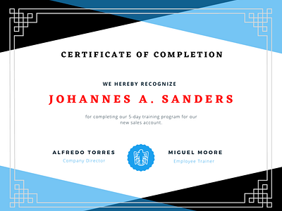 Certificate of Completion