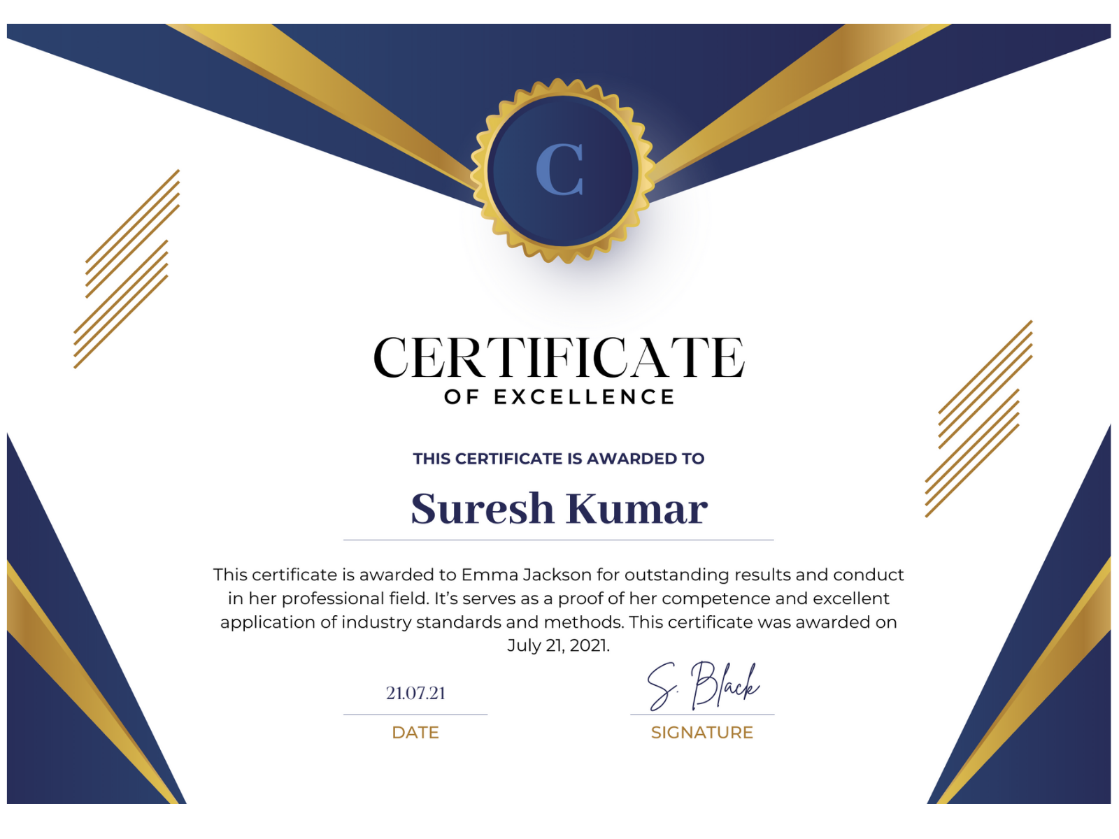 Certificate of Excellence by Suresh Kumar on Dribbble