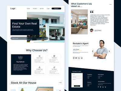 Real Estate - Landingpage Template branding city creative dark design elegant graphic graphic design home house housing modern navy realestate template ui uidesign uiux uivisual ux