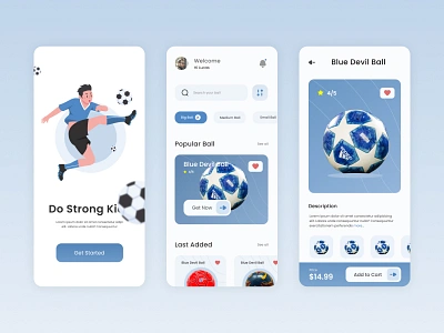 Ball Store App - UI Design app app design ball ball store blue captain clean creative foot football gawang goal man men mobile app modern soccer ui ui design ui ux