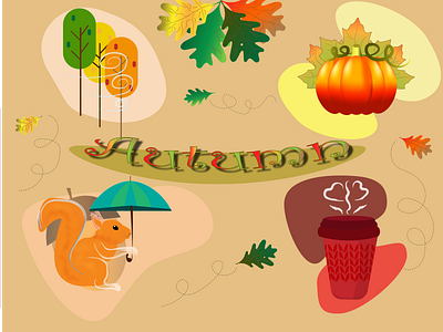 Autumn 2d autumn design graphic design illustration leaves pumpkin vector листья осень тыква
