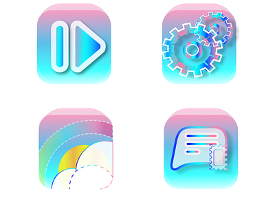 Icons 2d design gradient graphic design icons illustration message phone settings telephone ui ux vector video weather