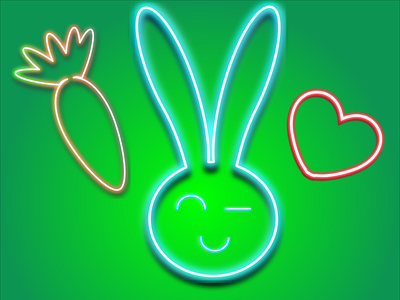 Rabbit 2d design graphic design illustration logo neon rabbit vector